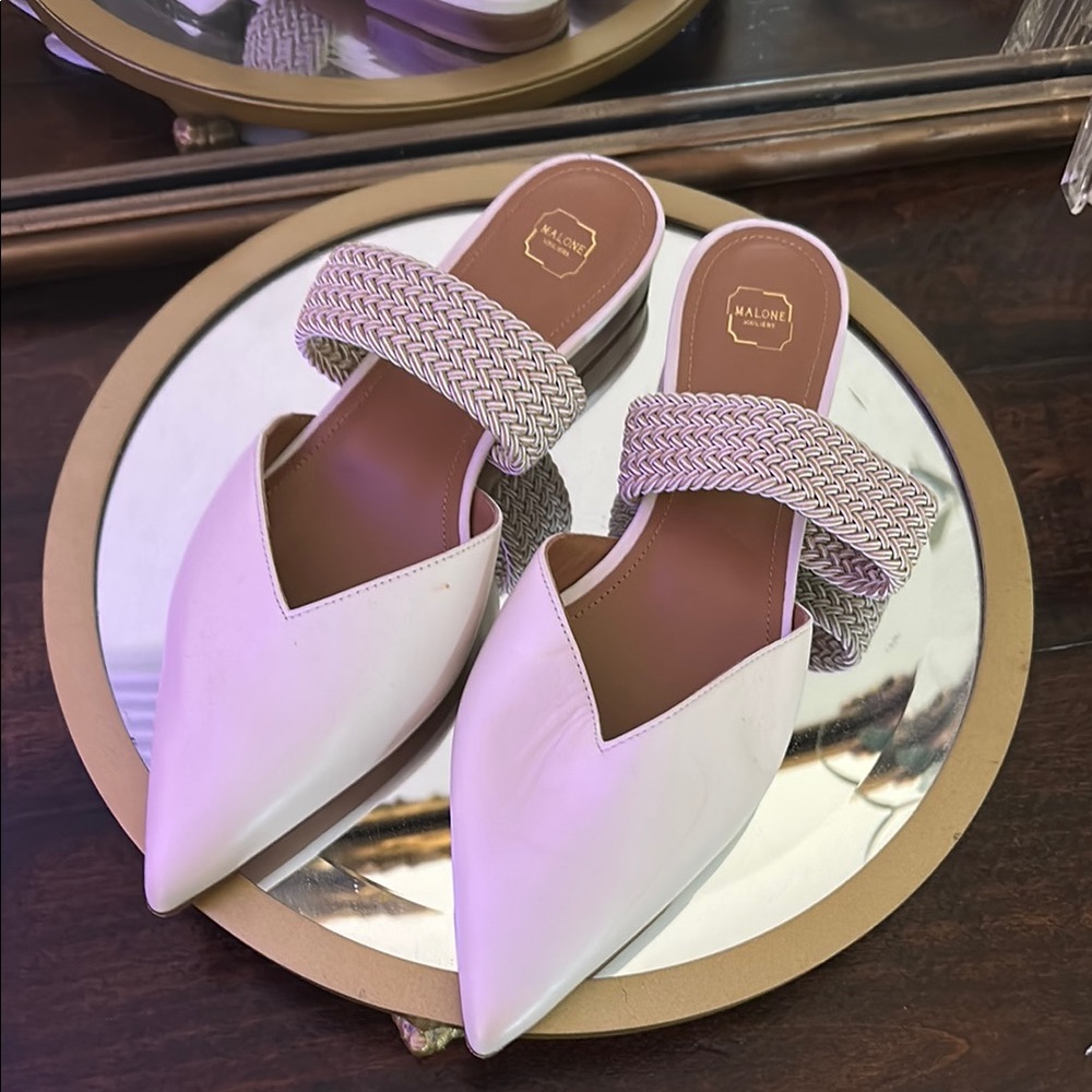 Malone Souliers White Mules with Elegant Design